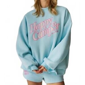 NEW THE HAPPY CAMP3R applique mockneck sweatshirt in aqua
